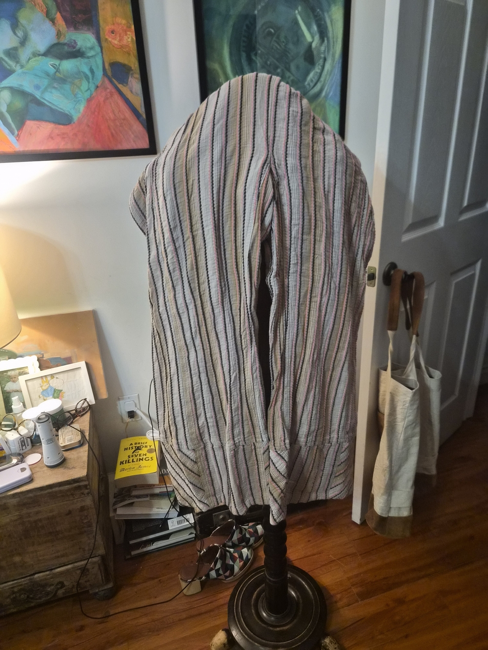 Free People Striped Wide Leg Pants in Cream, Black, Pink